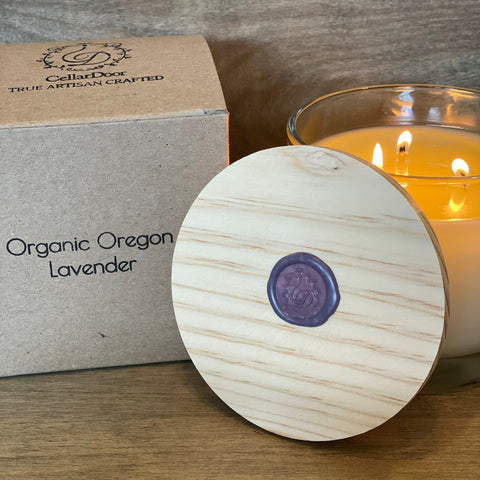 Handmade organic lavender essential oil candle by Cellar Door Candles - non-toxic, healthy, and safe