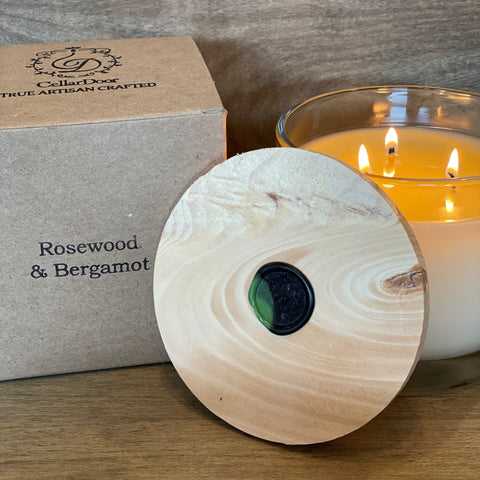 Rosewood and Bergamot 2 Wick Essential Oil Candle: Healthy, Non-Toxic, Clean Burning, Safe, Best Candle, Handmade in USA by Cellar Door Candles