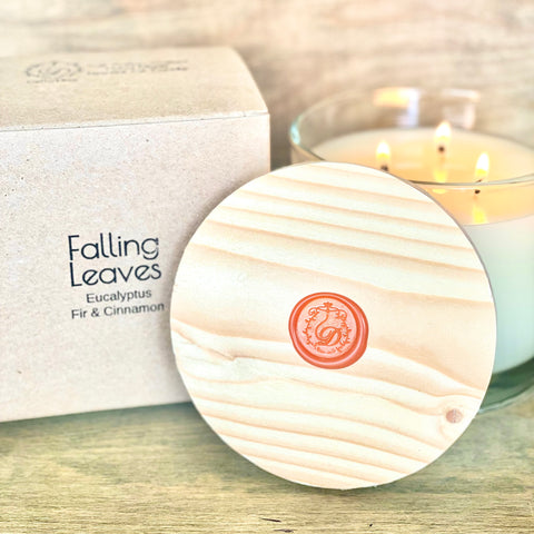 Falling Leaves 3 wick glass candle
