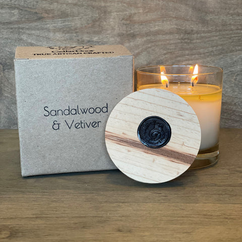 Sandalwood and Vetiver Essential Oil Candle: The Best, Non-Toxic, Health Conscience, Healthy Candle, Handmade in USA by Cellar Door Candles